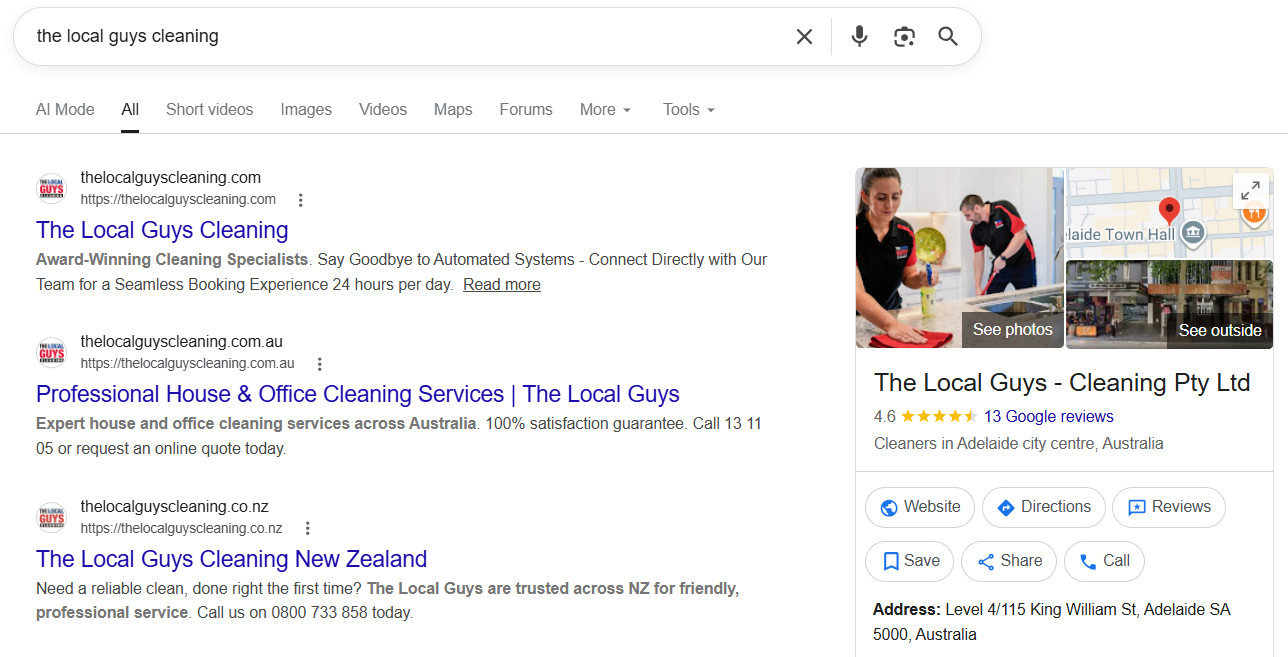Google Business Profile for The Local Guys Cleaning